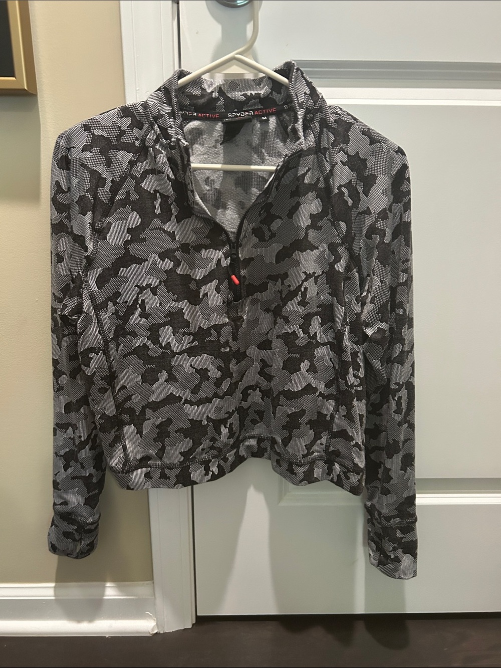 Black & Gray Camo Half-Zip Jacket